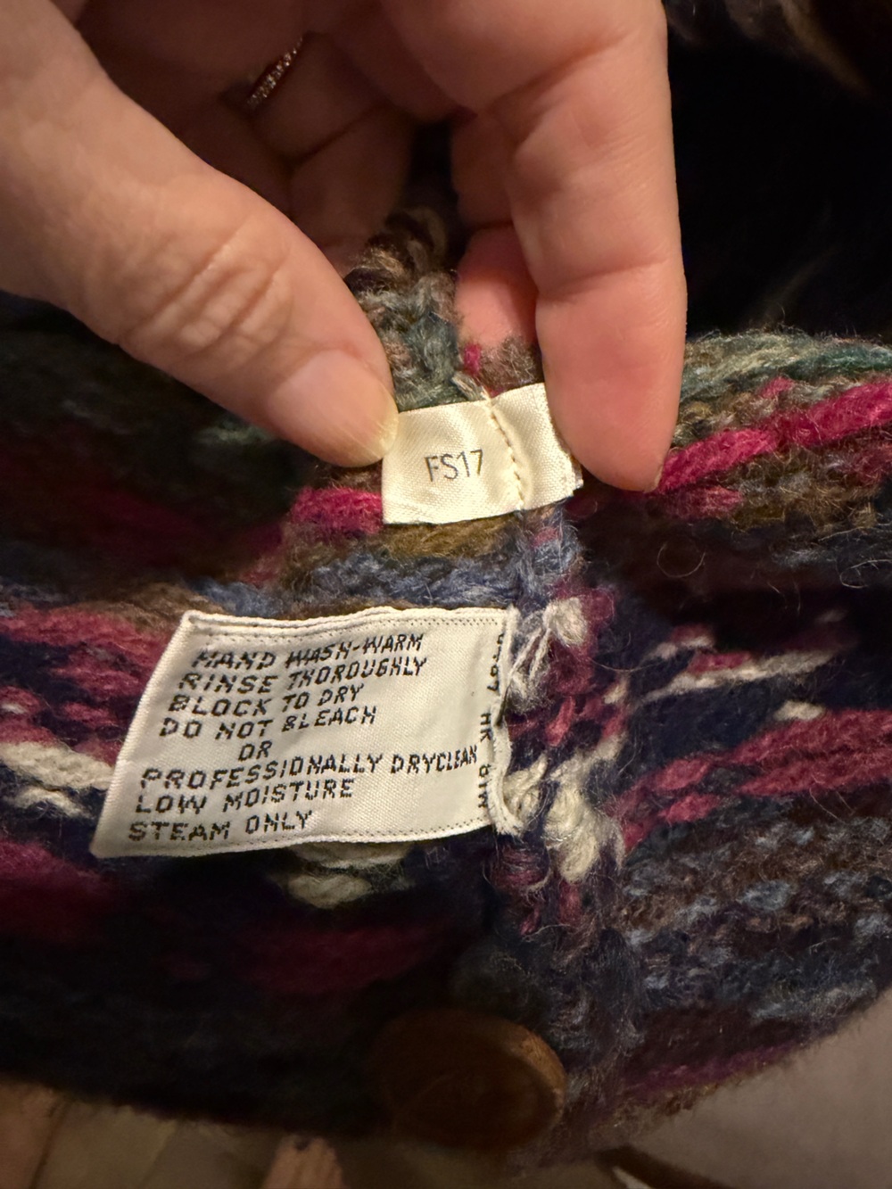 Vintage L.L. Bean 100% Wool Fair Isle Button Cardigan Sweater - Picture 6 of 8
